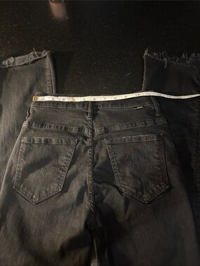 MOTHER Straight-Leg Black Jeans with Frayed Hem